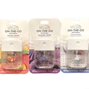 Wizard On-The-Go Odor Eliminator, Fresh Linen, Mango Peach, & Lavender Set of 3.